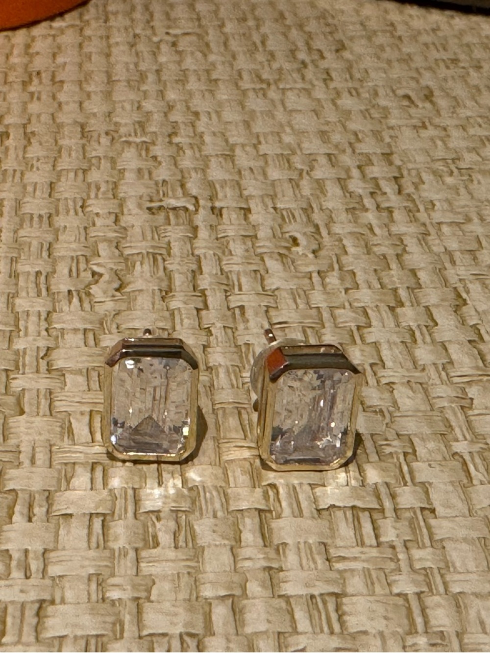 Classic Clear Stone Gold-Trim Stud Earrings